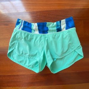 Blue, green and white Lululemon size 2 shorts